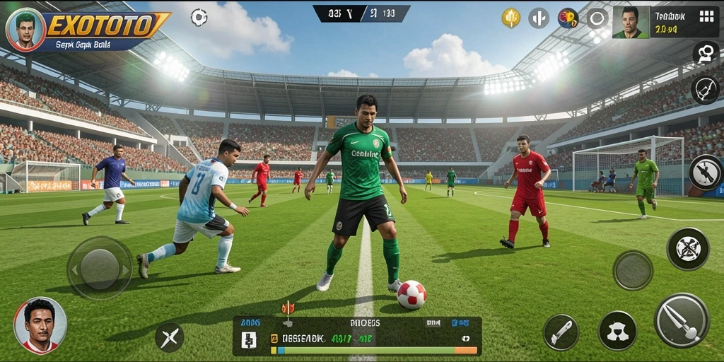Tampilan gameplay mendebarkan dalam EXOTOTO dengan pertarungan antar tim.
